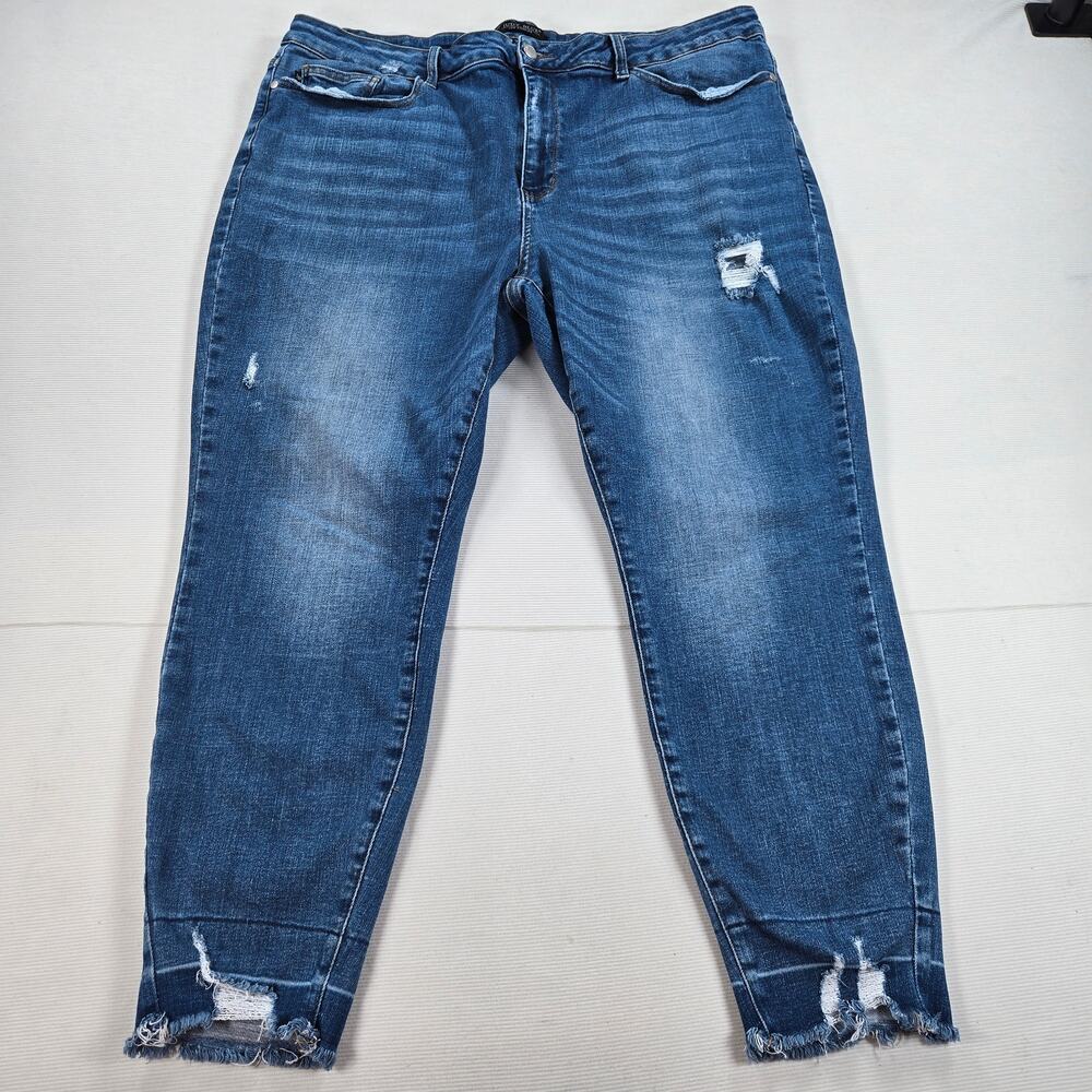 Judy Blue High Rise Tummy Control Skinny Fit Distressed Jeans Women's Size 24W